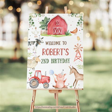 Editable Birthday Party Sign Welcome Sign Welcome Party Sign Farm Party