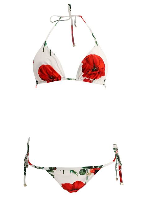 Buy Dolce And Gabbana Bikini With Poppy Print White At 29 Off