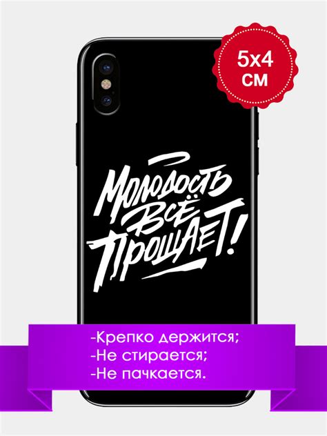 Наклейка на телефон, планшет, ноутбук "МОЛОДОСТЬ ВСЕ ПРОЩАЕТ" 5х4см ...