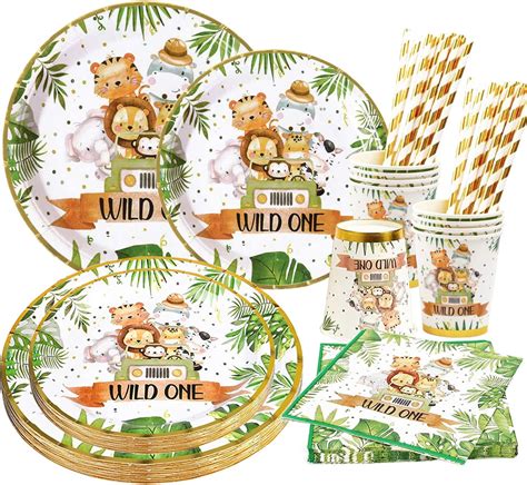 Katleay Pieces Assiette Jetable Jungle Animaux Vaisselle