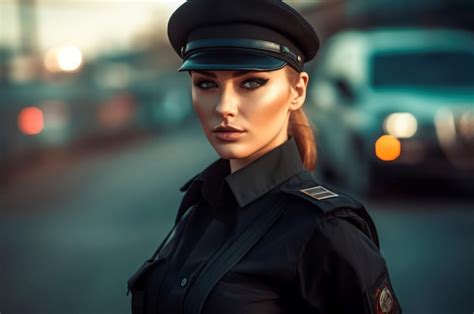 Premium Photo Sexy Woman Police Uniform Street Portrait Erotic Girl