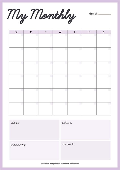 Printable monthly planner templates