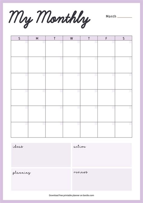 Free Printable Monthly Planner Printable Templates – Themelower