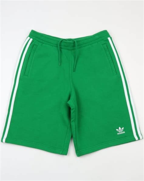 Adidas Originals 3 Stripes Shorts Green Cotton Terry Toweling Sports Mens