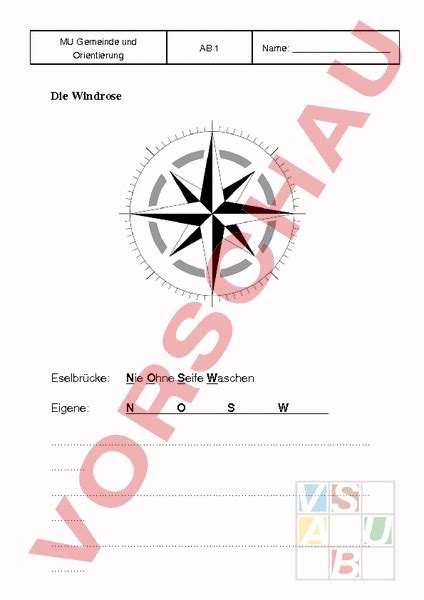 Arbeitsblatt Windrose Geographie Gemischte Themen