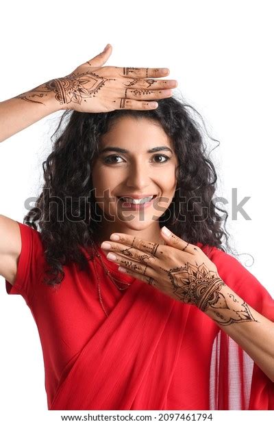 Beautiful Indian Woman Henna Tattoo On Stock Photo 2097461794