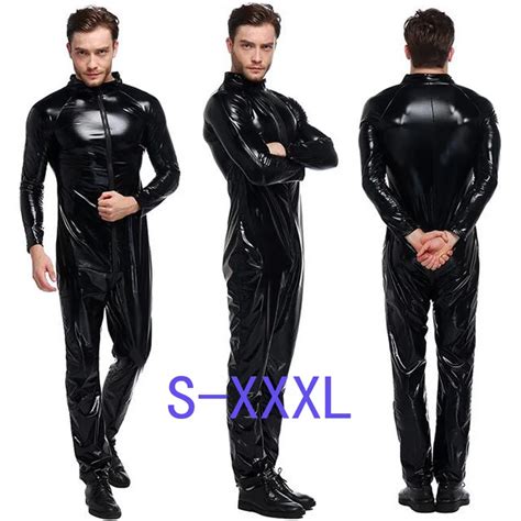 High Quality New Sexy Black Faux Patent Leather Bodysuit Open Crotch