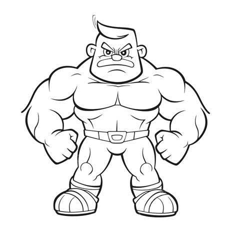 Cartoon Superhero Coloring Page Outline Sketch Drawing Vector Muscular