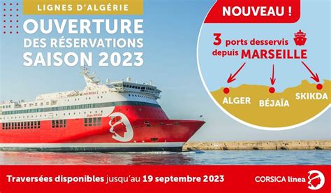 Ouverture Des R Servations Alg Rie T Corsica Linea Ferries