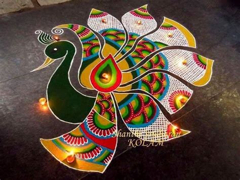 Beautiful Attractive Peacock Design Rangoli Kolangal DivineInfoGuru