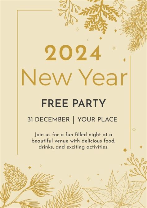 Free Golden Minimalist New Year Poster template