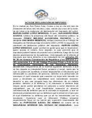 ACTA DE DECLARACION DE IMPUTADO Docx ACTA DE DECLARACION DE IMPUTADO