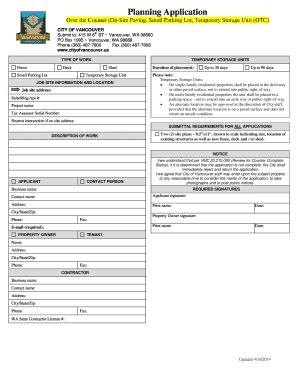 Fillable Online Planning Application City Of Vancouver Fax Email