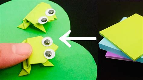 Sticky Note Origami Jumping Frog Post It Origami Easy Origami Frog