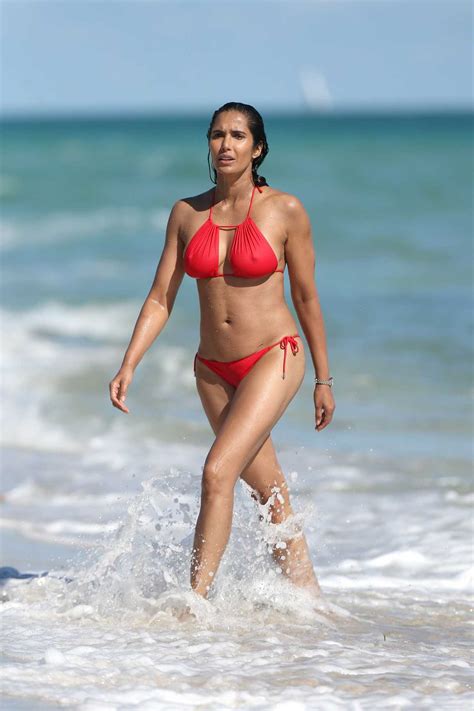 Padma Lakshmi In A Red Bikini On The Beach In Miami LACELEBS CO