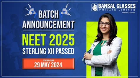 🌟📢batch Announcement📢 Neet 2025🧑‍⚕️💪 Bansal Classes 29 May 2024