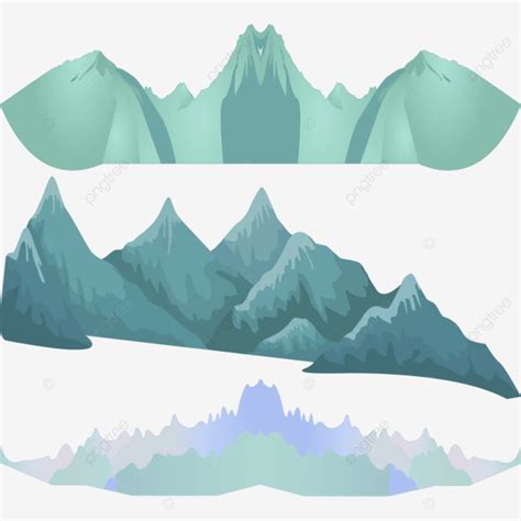 Set Of Mountains Clip Art Vector Illustration Mountain Blue