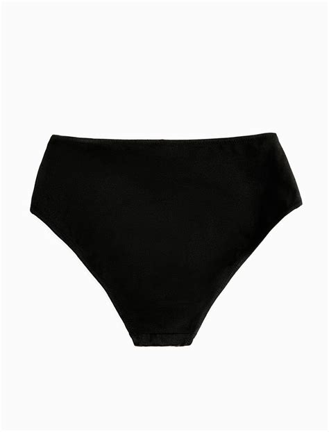 Siyah Kad N Y Ksek Bel Bikini Alt Metal Aksesuar Detayl Dokulu Sak Mm Koton