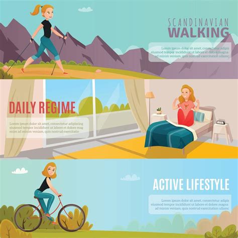 Healthy Lifestyle Horizontal Banners 1991876 Vector Art At Vecteezy