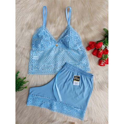 Conjunto Lingeries Sexys Baby Doll Short Doll Sexy Roupa De Dormir Vida Store Lingerie Atacado