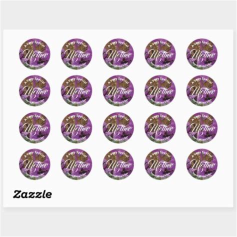 Purple Floral Happy Mother S Day Classic Round Sticker Zazzle