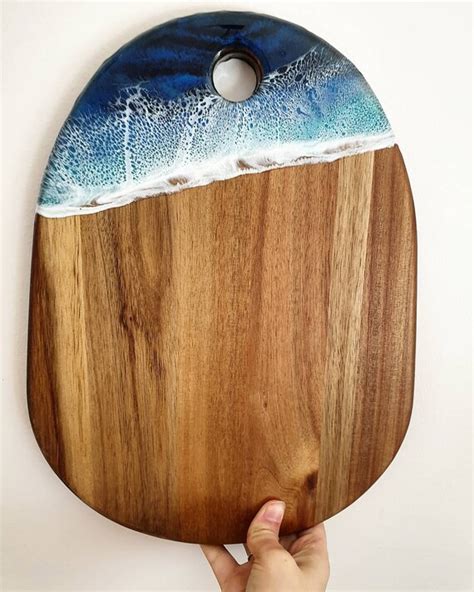 Ocean Resin Art Serving Board With Cheese Knife Bundle Etsy