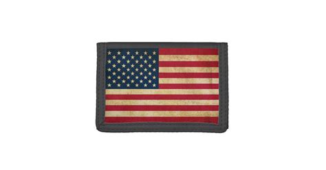 Vintage Patriotic American Flag Tri Fold Wallet Zazzle