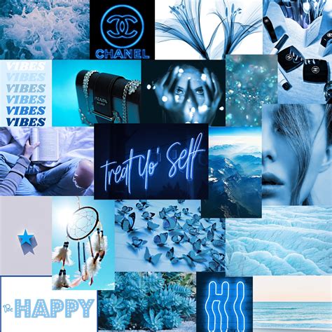 Blue Aesthetic Collage Wall Kit 50 Pics Etsy