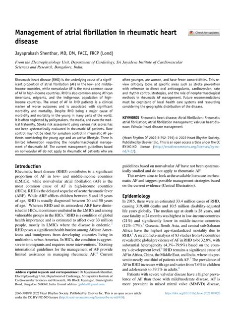 Pdf Management Of Atrial Fibrillation In Rheumatic Heart Disease