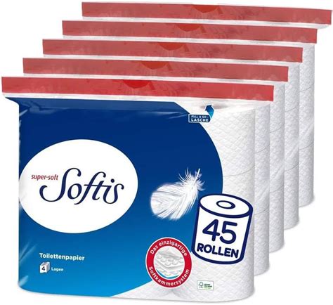 Softis 4 Lagiges Toilettenpapier 45 Rollen Packung 5 X 9