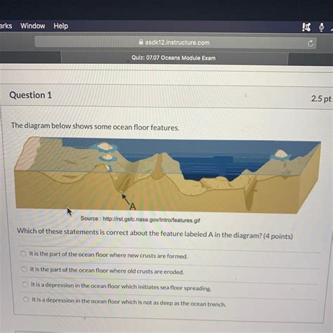 The Diagram Below Shows Some Ocean Floor Features Which Of These