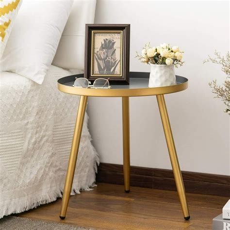 Round Side Table Metal End Table Nightstandsmall Tables For Living