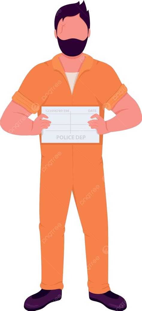 Prisoner Flat Color Vector Faceless Character Prisoner Cartoon Suspect