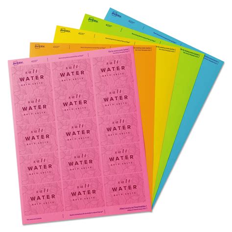 Avery® Printable Color Labels with Sure Feed and Easy Peel, 2 x 2.63 ...