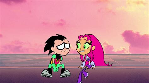 Image Teen Titans Go Robin And Starfire Sitting On Tower Rooftop Png