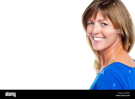 Side Profile Of A Pretty Blonde Flashing Toothy Smile Stock Photo Alamy