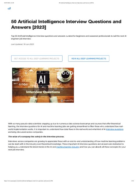 50 Artificial Intelligence Interview Questions And Answers 2023 Pdf Artificial