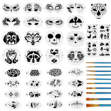 Buy 47 Pieces Face Stencils Kit 17 Reusable Large Face Paint Stencils