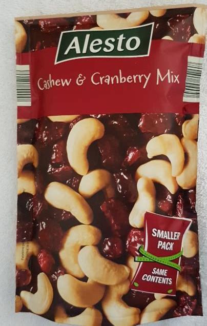 Alesto Cashew Cranberry Mix kalórie kJ a nutričné hodnoty