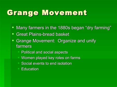 The grange movement and populism