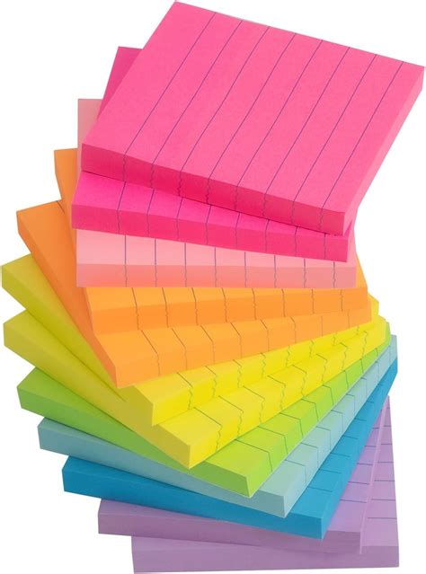 Amazon Lined Sticky Notes 3x3 Inch Bright Colors Self Stick Pads