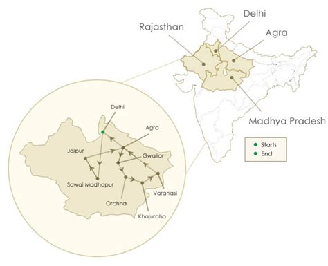 Route Map of the Deccan Odyssey train Tour