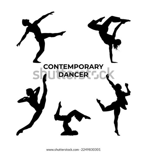 Black Contemporary Dancer Silhouette Collection Stock Vector (Royalty ...