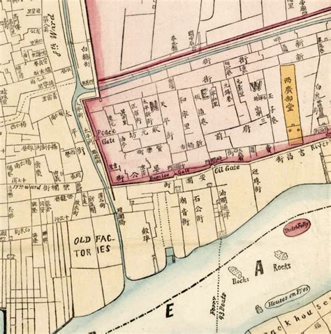 Old Map of Guangzhou old Canton 1860 China - VINTAGE MAPS AND PRINTS