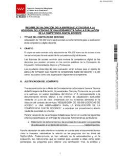 INFORME DE VALORACIÓN DE LA EMPRESAS LICITADORAS A informe de