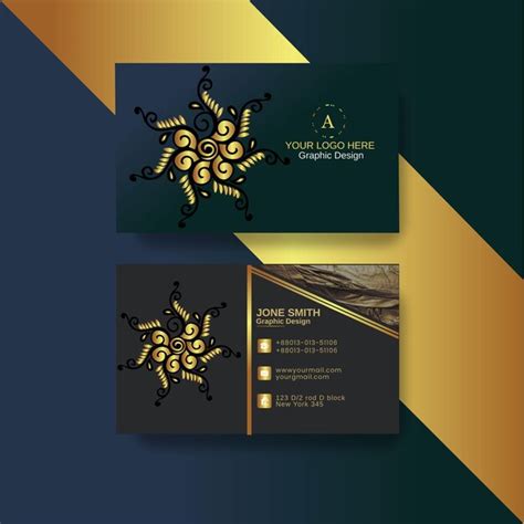 Premium Vector Luxury Green And Gold Business Card Template