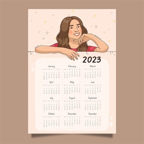 Mod Le De Calendrier Mensuel Dessin La Main Vecteur Gratuite