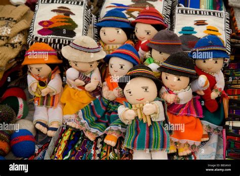 South America Ecuador Otavalo Plaza De Ponchos Dolls On Display