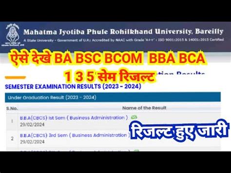 Mjpru Result 2024 Mjpru First Sem Result 2024 Mjpru Result Kaise