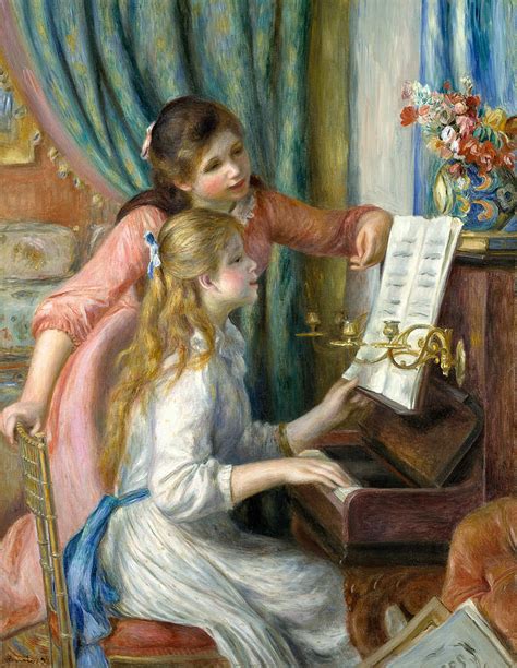 Two Young Girls at the Piano Painting by Auguste Renoir - Pixels